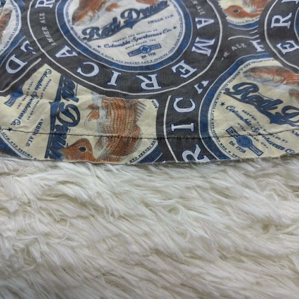 Vintage Columbia Red Drum Beer Short Sleeve Button Up‎ Shirt Large Men Fishing - Picture 4 of 8